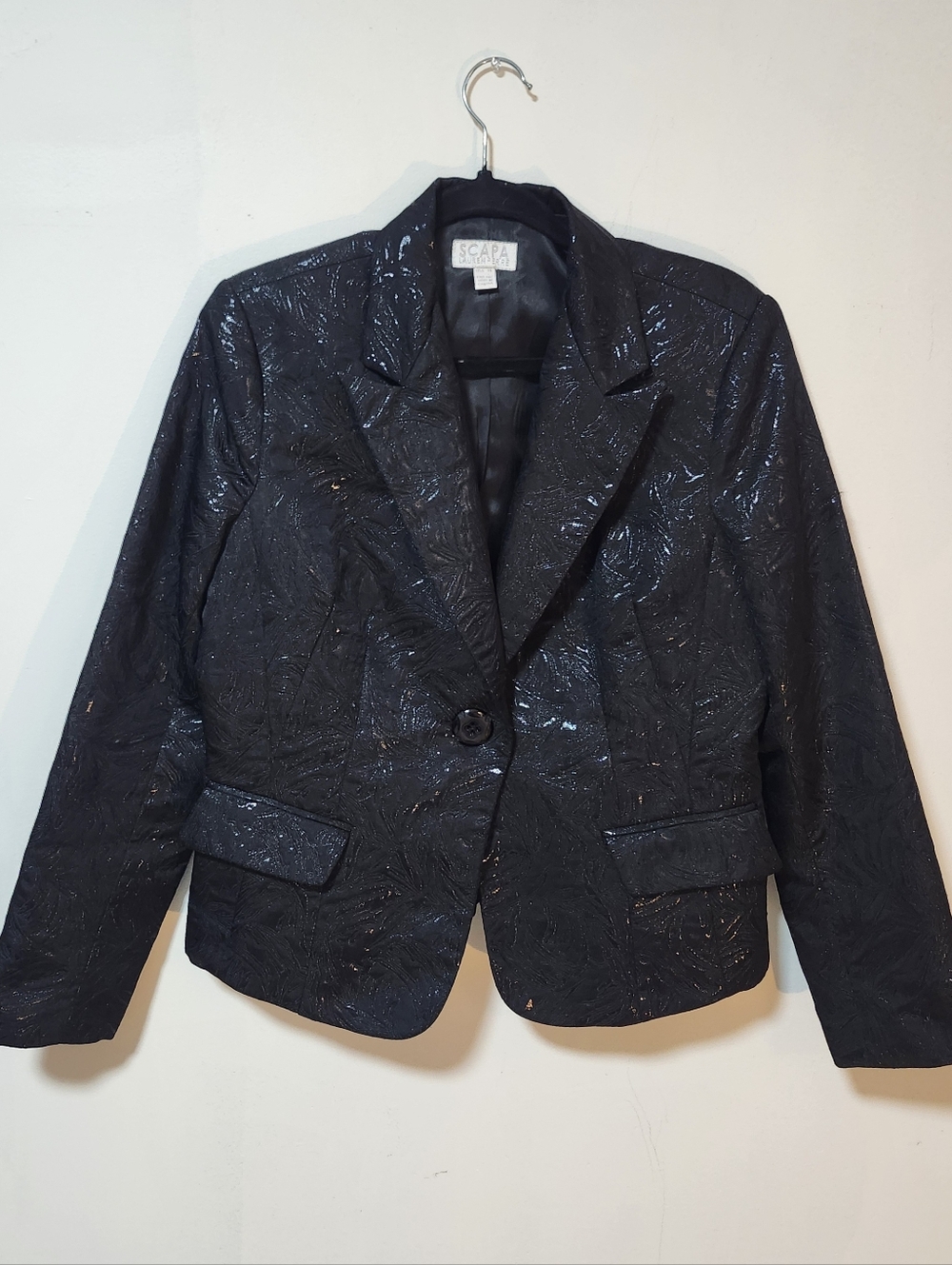 Scarpa Black Textured Single-Button Blazer With Pockets